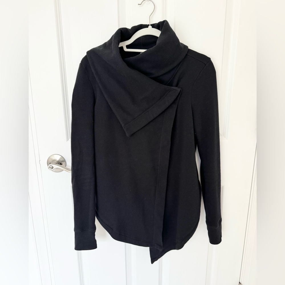 Z by Zella Shooting Stars Drape Collar Cardigan Wrap Sweater Black